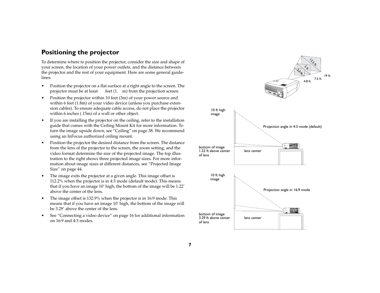 Positioning the projector | Ask Proxima C130 User Manual | Page 7 / 50