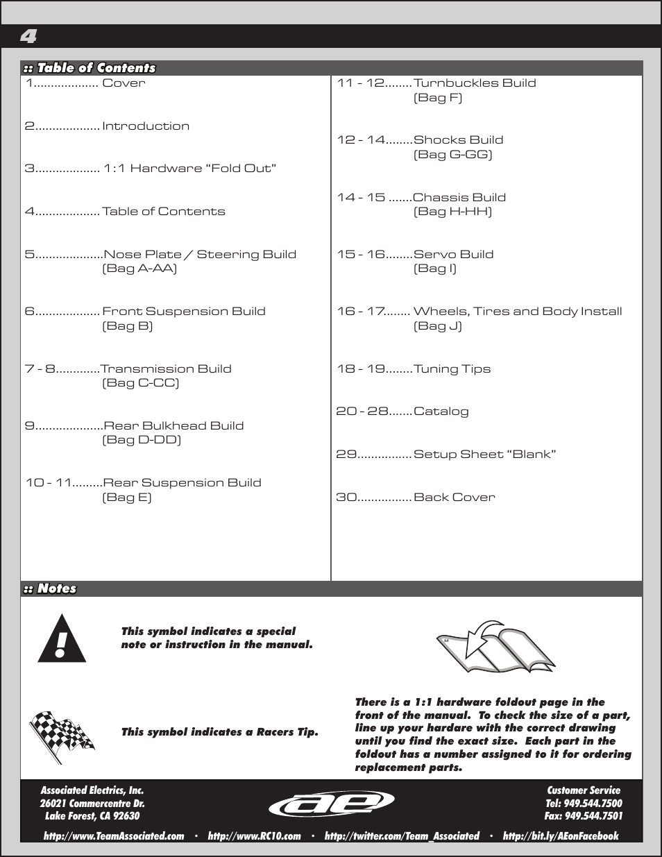 Team Associated RC10 User Manual | Page 4 / 30