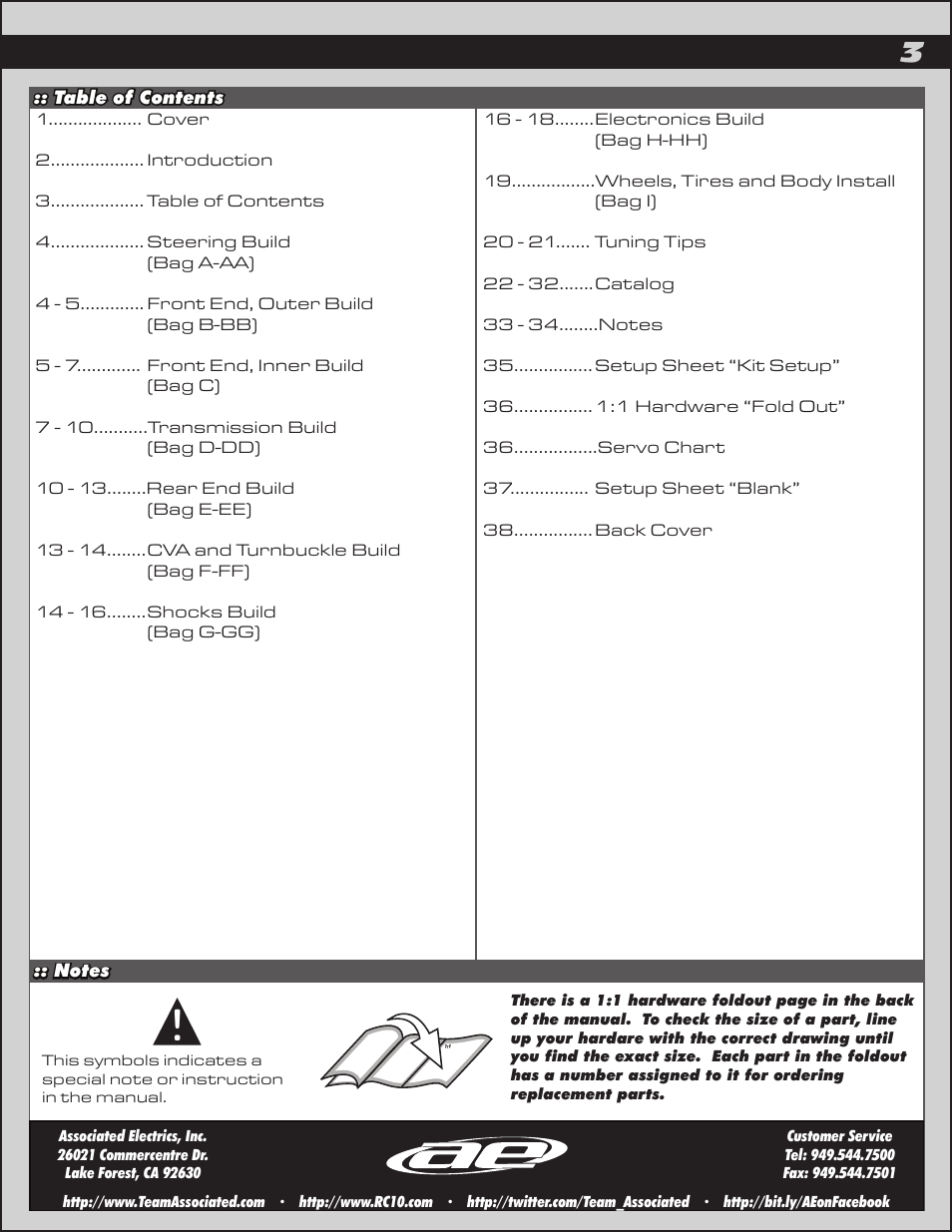 Team Associated SC10.2 User Manual | Page 3 / 38
