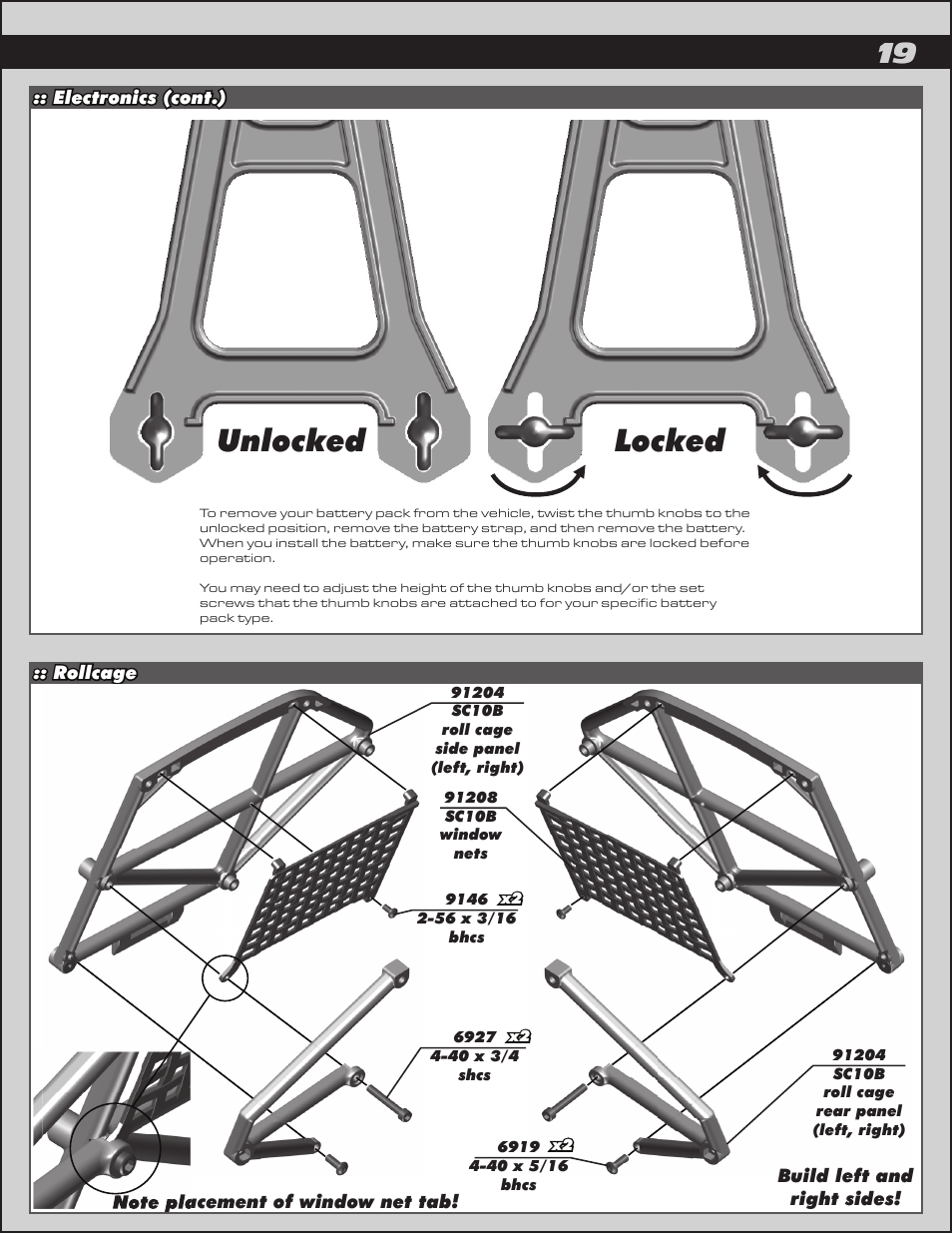 Unlocked locked | Team Associated SC10B User Manual | Page 19 / 42