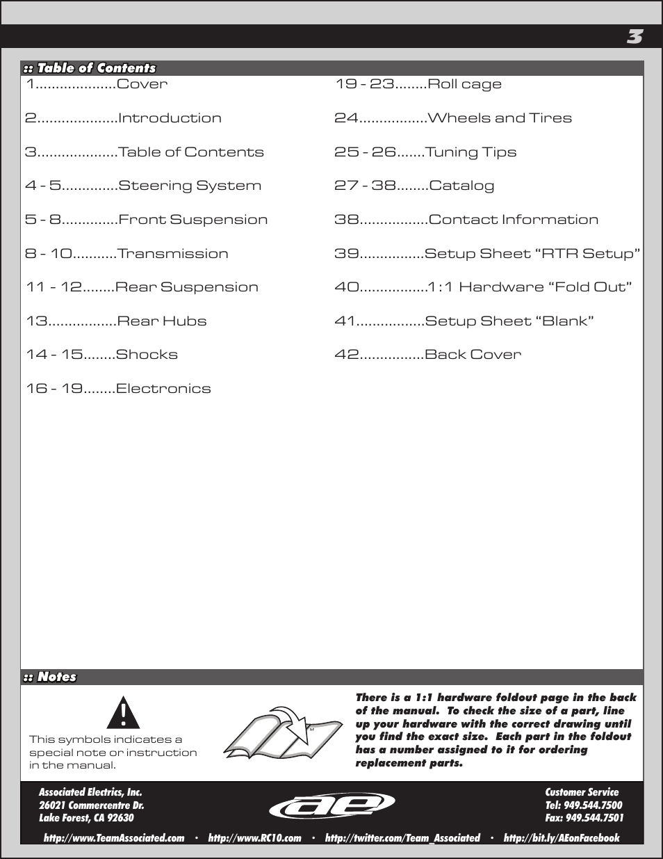 Team Associated SC10B User Manual | Page 3 / 42