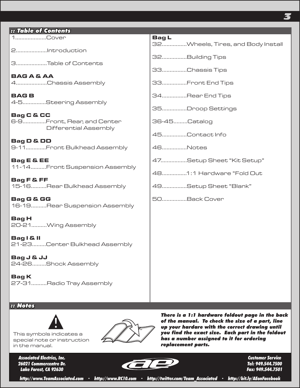 Team Associated RC8.2e User Manual | Page 3 / 50