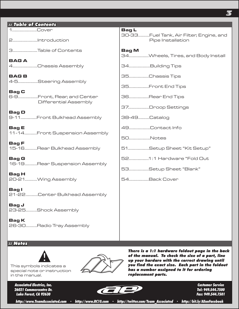 Team Associated RC8.2 User Manual | Page 3 / 54