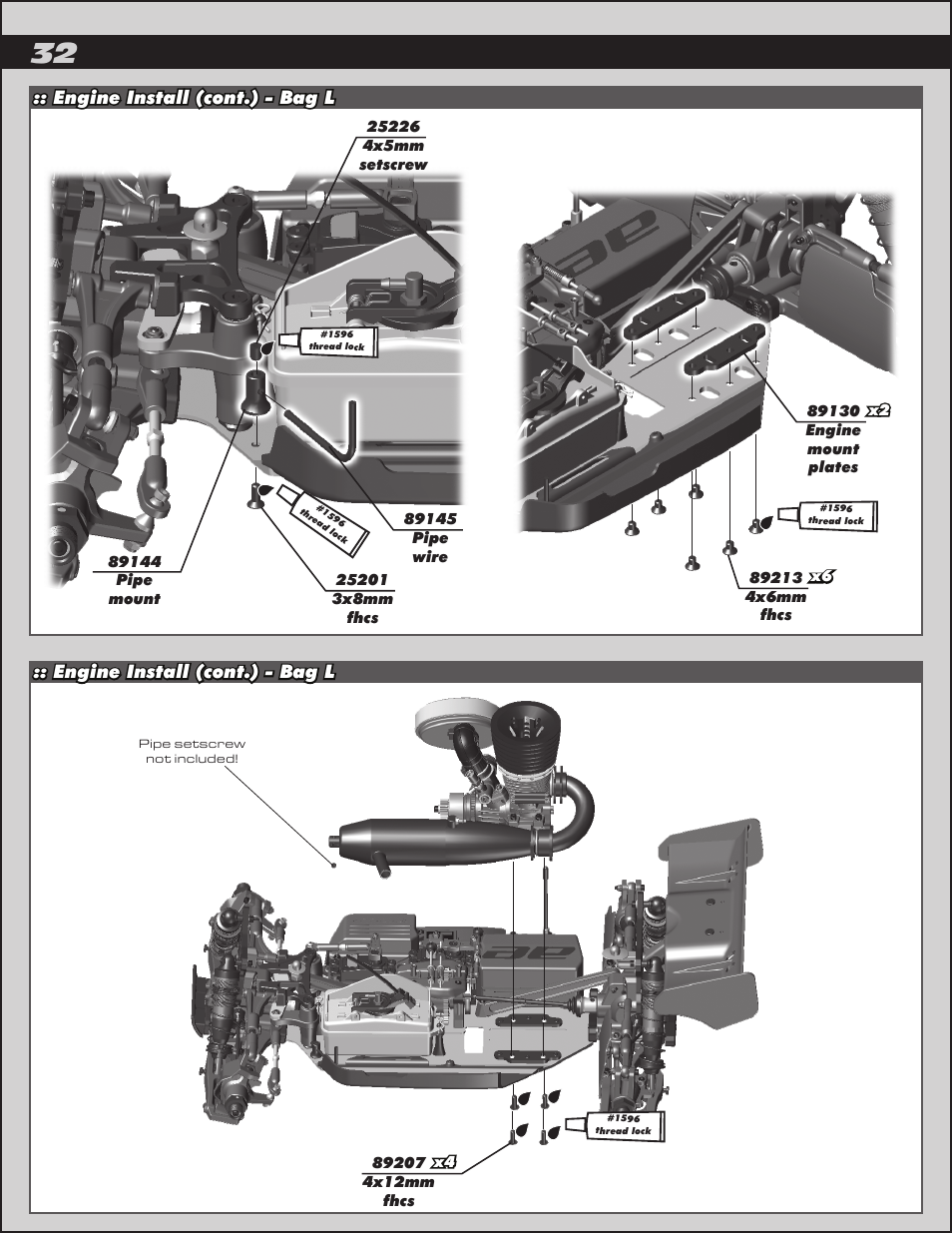 Engine install (cont.) - bag l | Team Associated RC8.2 User Manual | Page 32 / 54