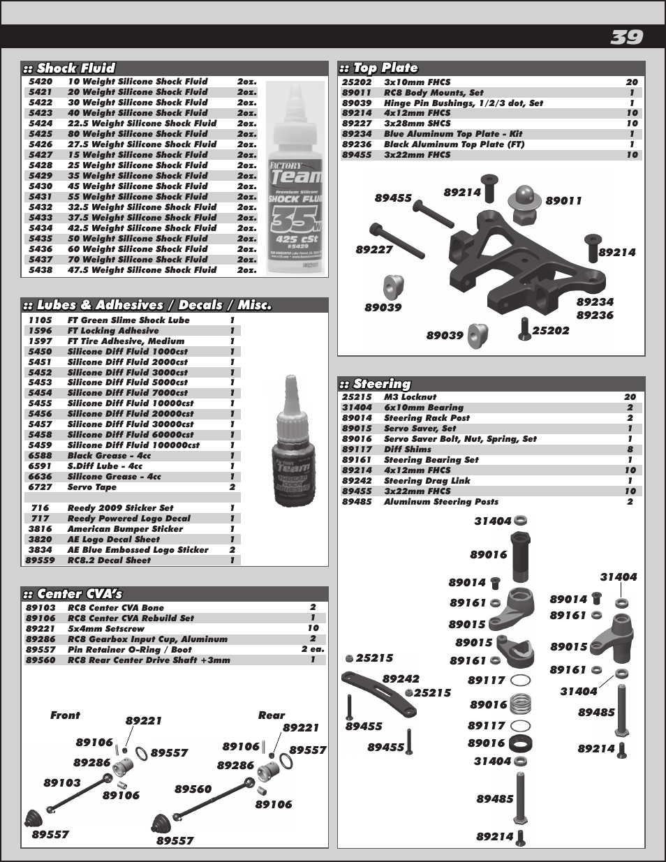 Lubes & adhesives / decals / misc | Team Associated RC8.2 User Manual | Page 39 / 54