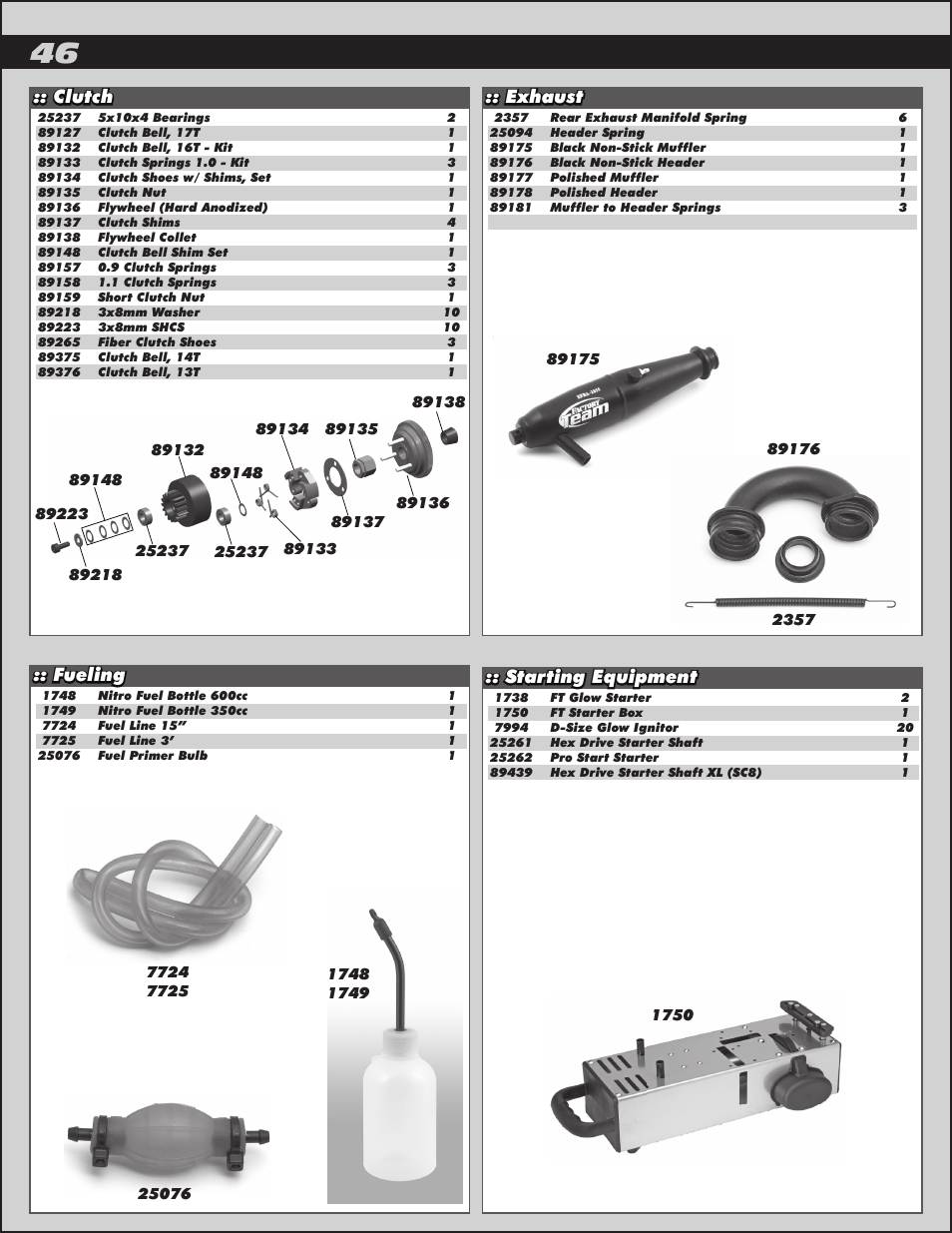 Clutch :: exhaust :: starting equipment :: fueling | Team Associated RC8.2 User Manual | Page 46 / 54