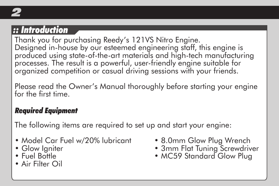 N r :: introduction | Team Associated RC8.2 User Manual | Page 2 / 24