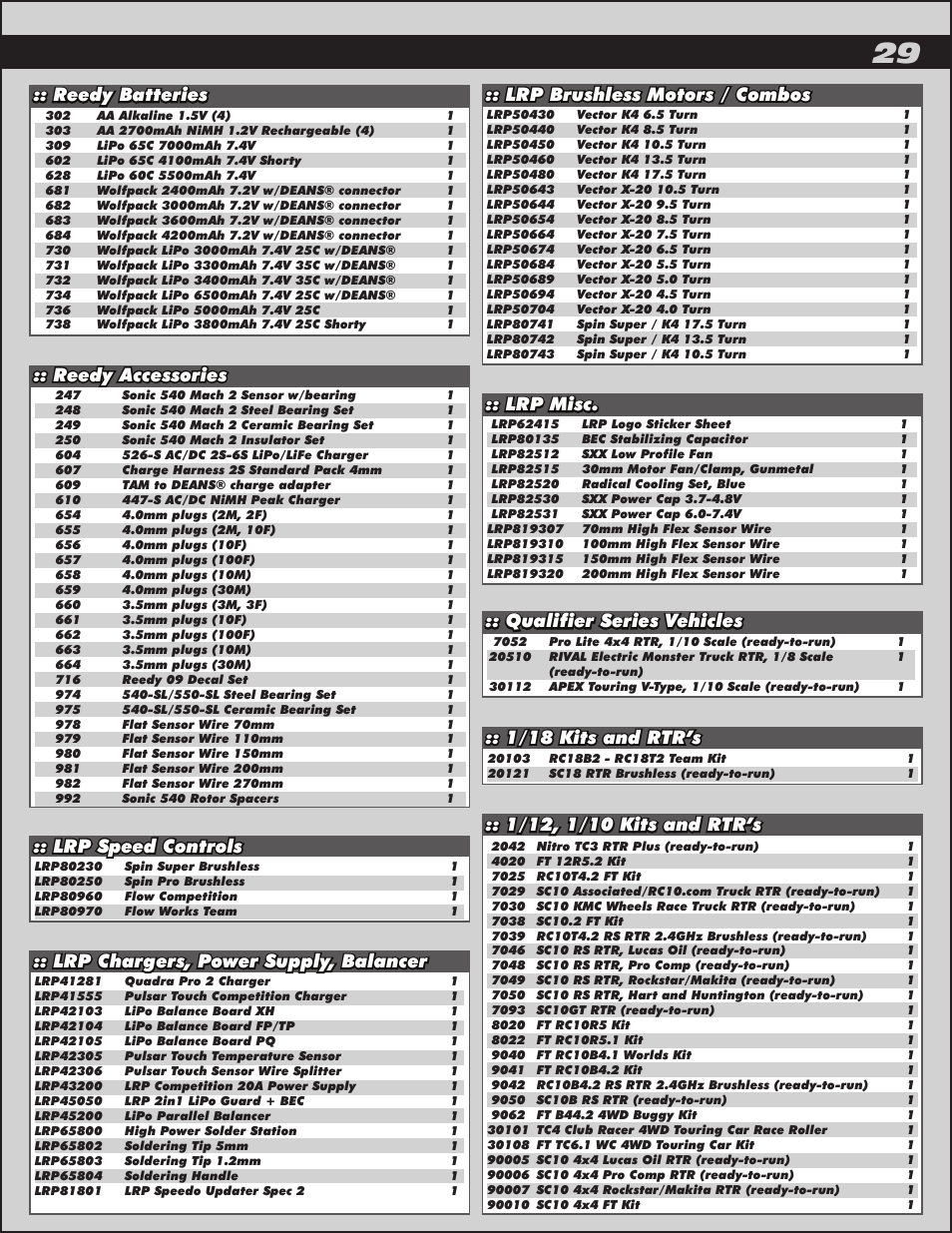 Reedy batteries :: reedy accessories, Lrp speed controls, Lrp chargers, power supply, balancer | Lrp brushless motors / combos, Lrp misc, Qualifier series vehicles | Team Associated RC10B4.2 User Manual | Page 29 / 34