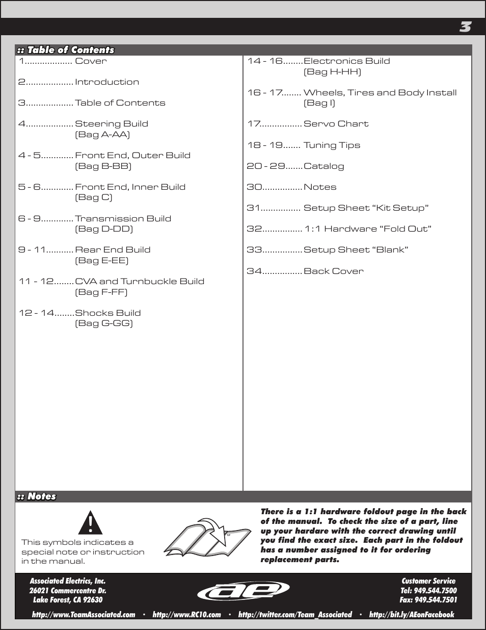 Team Associated RC10T4.2 User Manual | Page 3 / 34