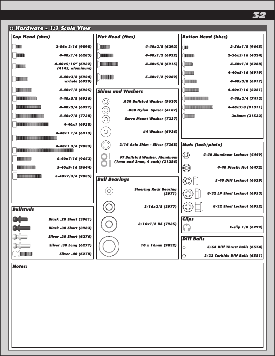 Hardware - 1:1 scale view | Team Associated RC10T4.2 User Manual | Page 32 / 34