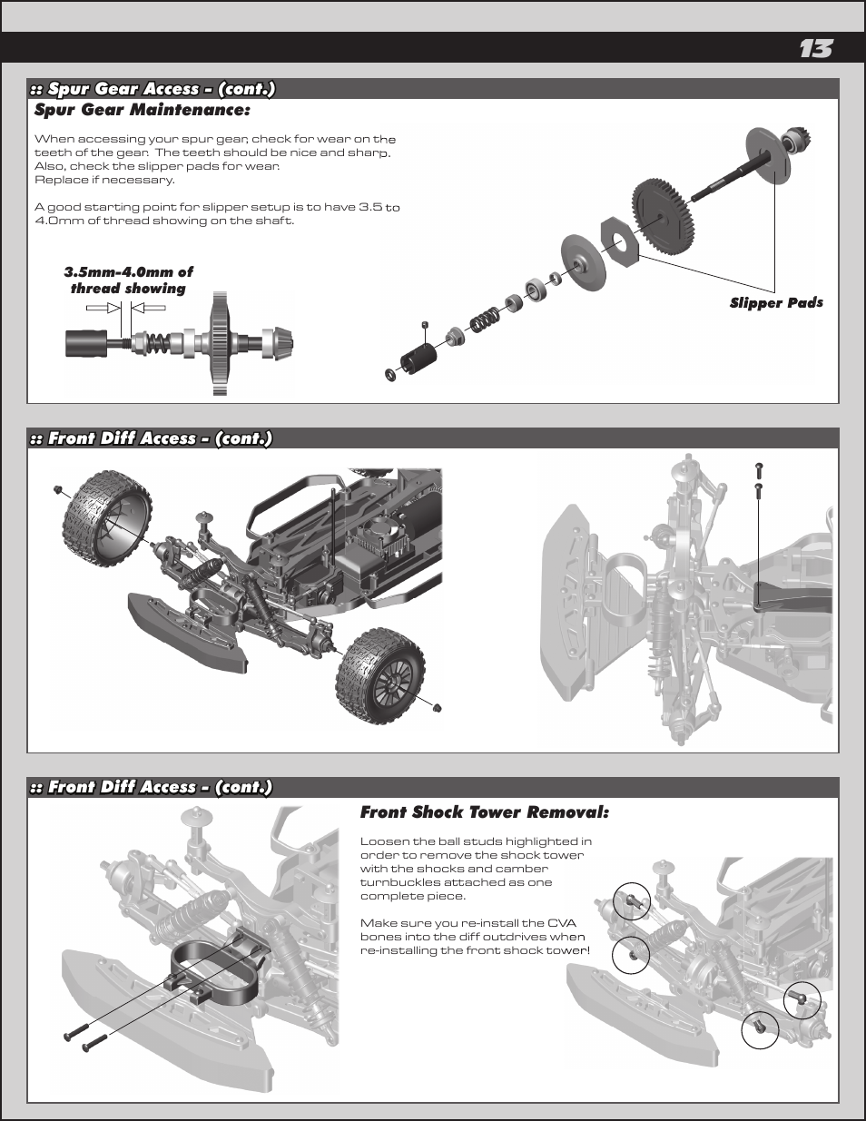 Spur gear maintenance | Team Associated ProRally User Manual | Page 13 / 30