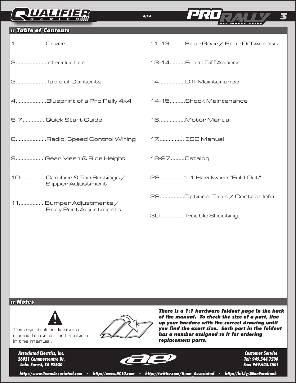 Team Associated ProRally User Manual | Page 3 / 30
