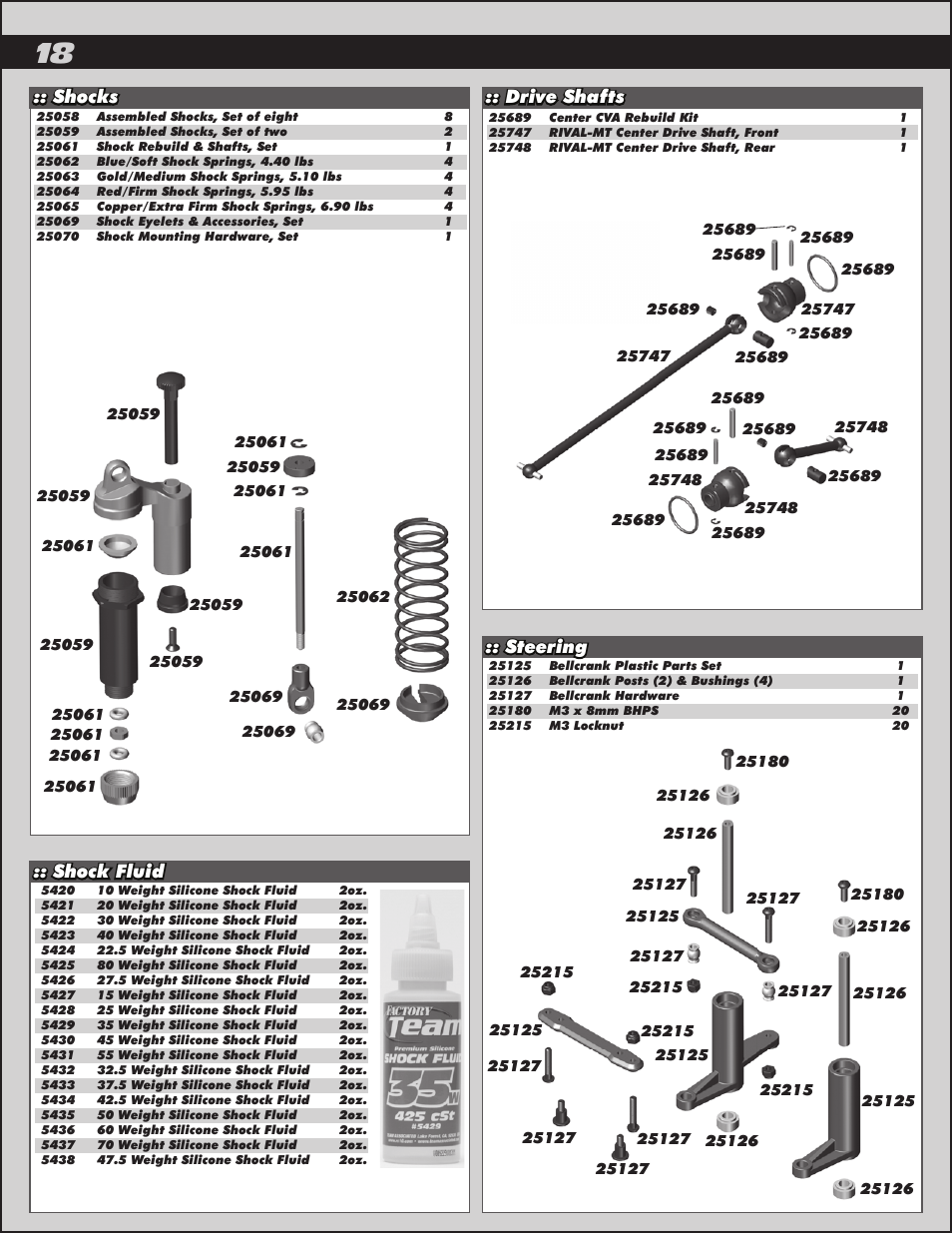 Shocks :: drive shafts :: shock fluid :: steering | Team Associated Rival Monster User Manual | Page 18 / 30