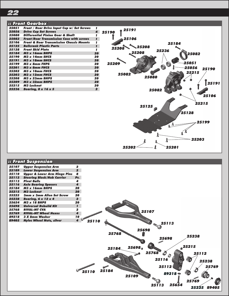 Front gearbox :: front suspension | Team Associated Rival Monster User Manual | Page 22 / 30