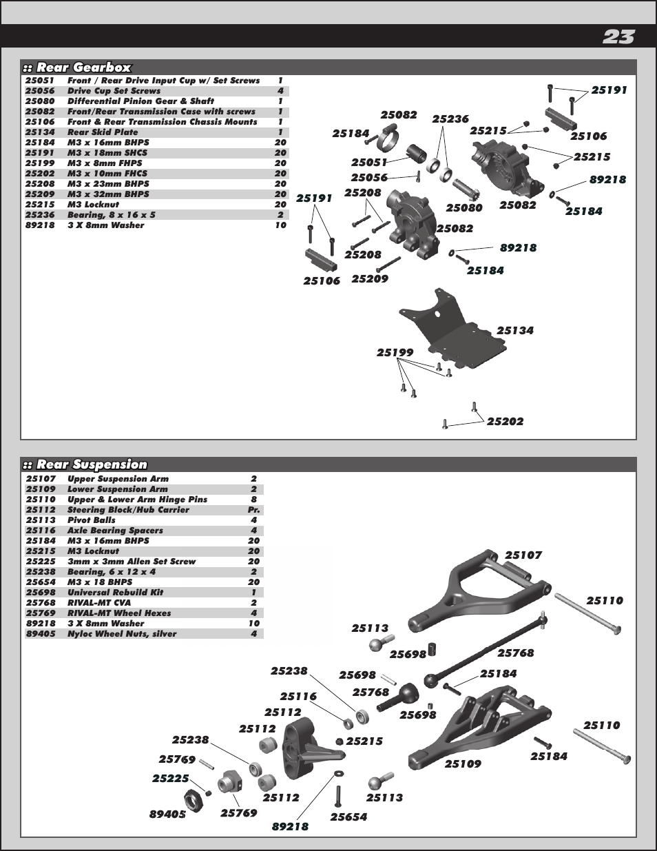 Rear gearbox :: rear suspension | Team Associated Rival Monster User Manual | Page 23 / 30