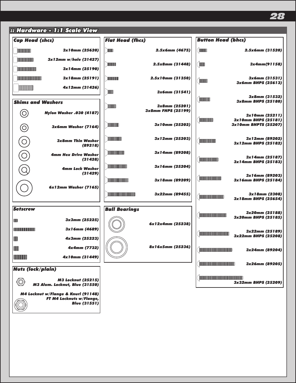 Hardware - 1:1 scale view | Team Associated Rival Monster User Manual | Page 28 / 30