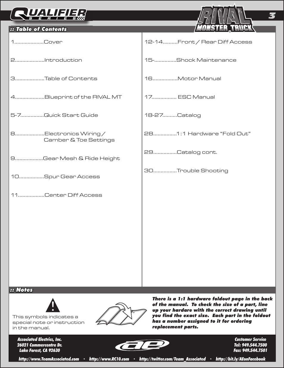 Team Associated Rival Monster User Manual | Page 3 / 30