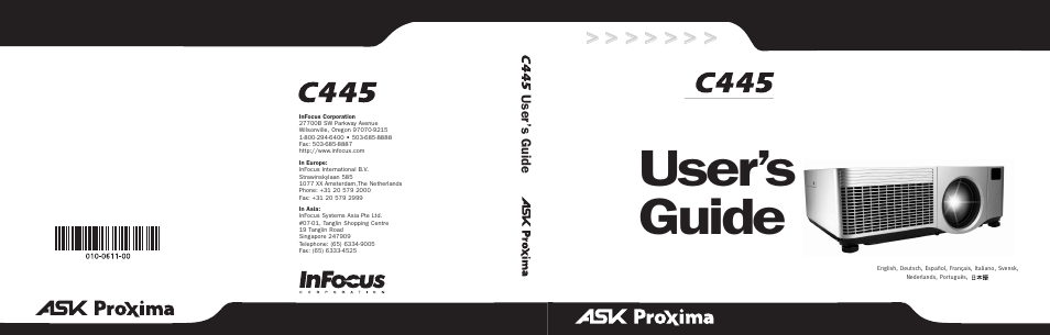 Ask Proxima W400 User Manual | 49 pages