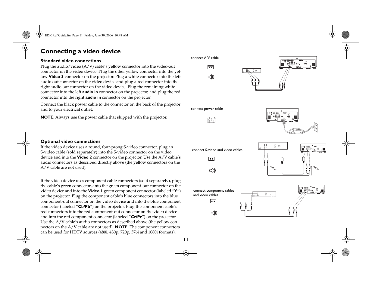 Connecting a video device | Ask Proxima W400 User Manual | Page 12 / 49