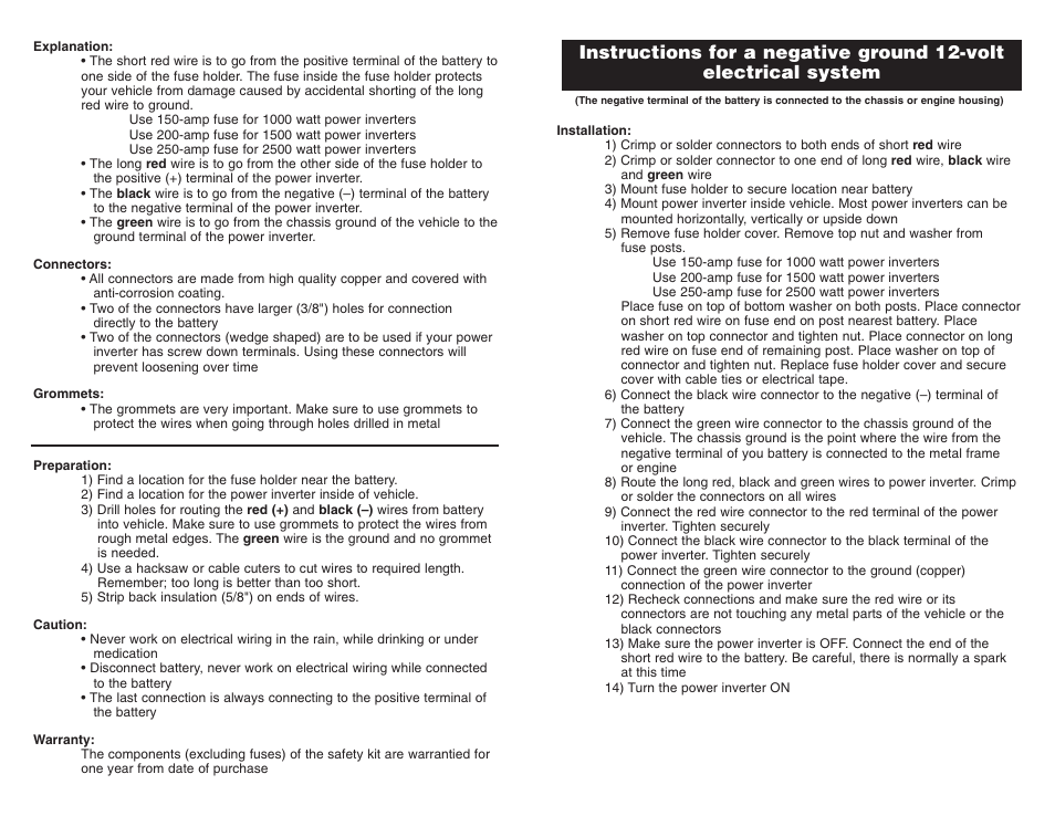 Quick Cable Inverter User Manual | Page 2 / 2