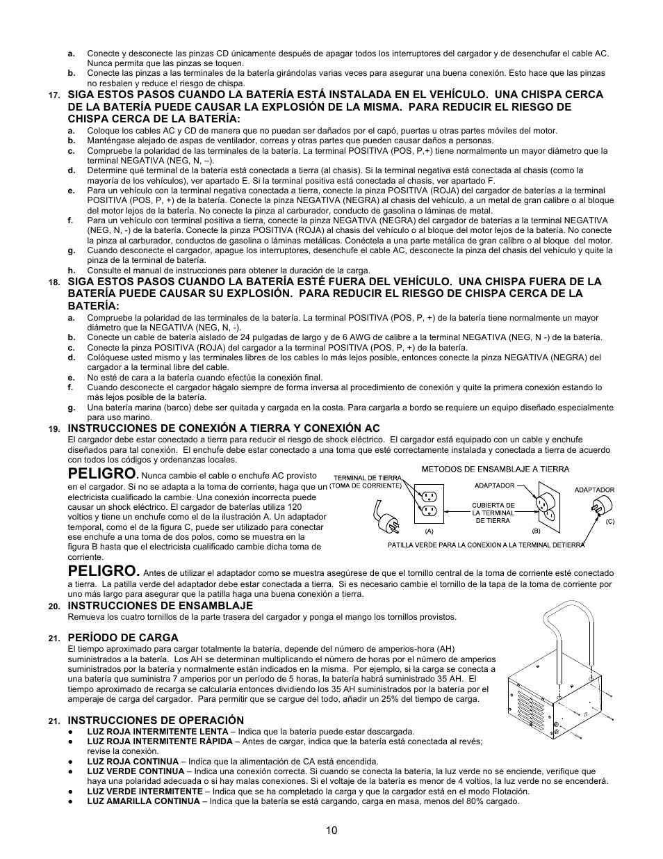 Peligro | Quick Cable IQ610 User Manual | Page 10 / 12