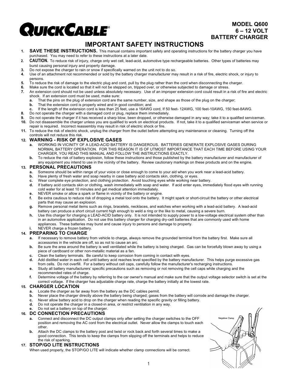 Quick Cable Q600 User Manual | 12 pages