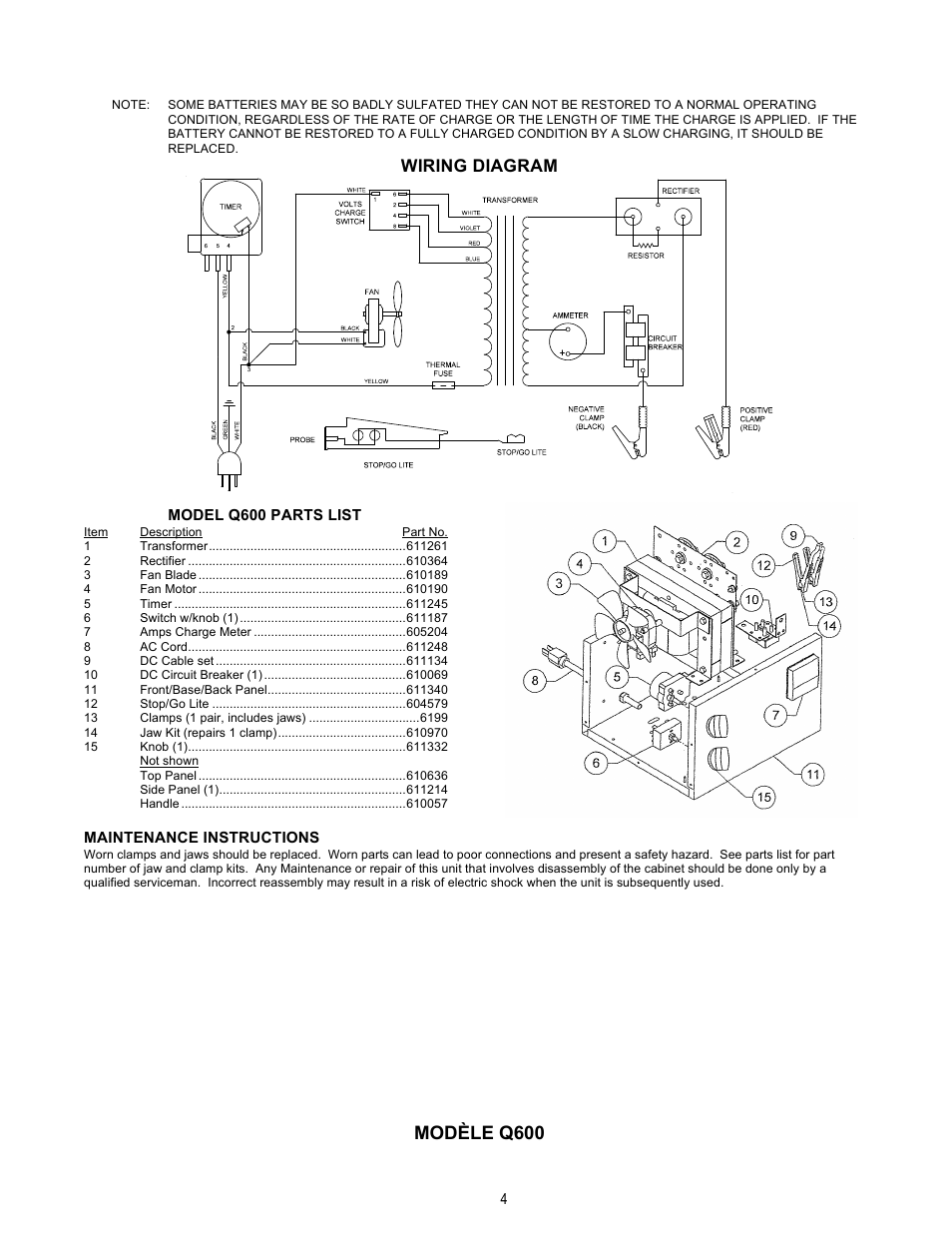 Modèle q600, Wiring diagram | Quick Cable Q600 User Manual | Page 4 / 12
