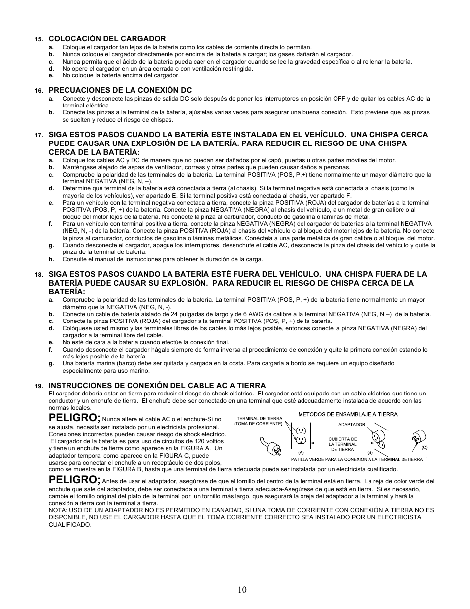 Peligro | Quick Cable Q700 User Manual | Page 10 / 12