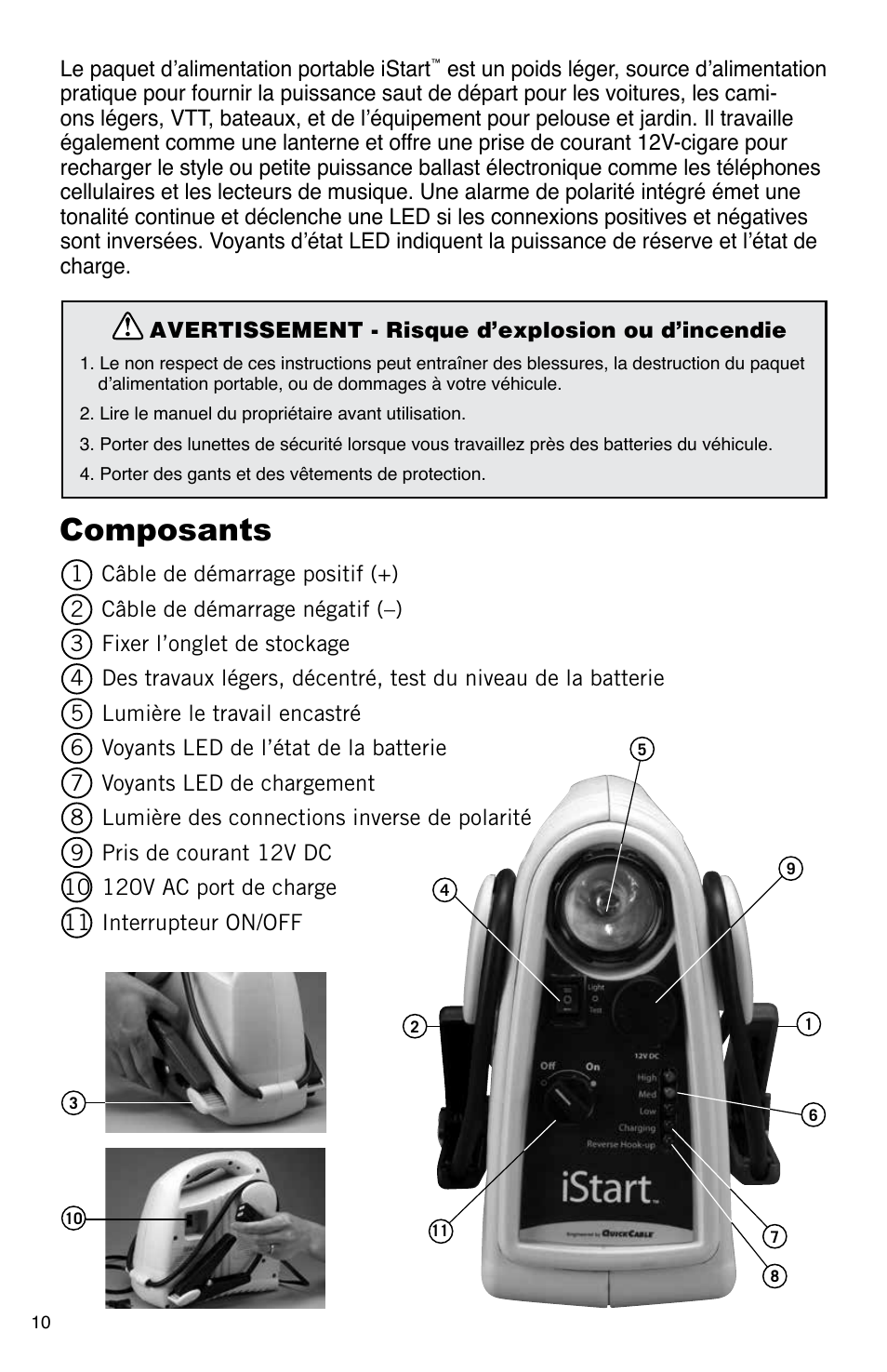 Composants | Quick Cable iStart User Manual | Page 10 / 16