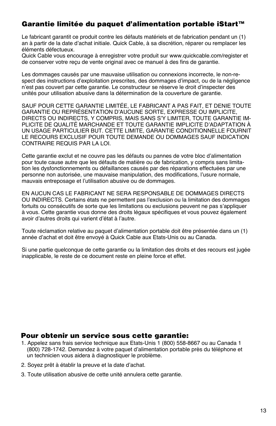 Quick Cable iStart User Manual | Page 13 / 16
