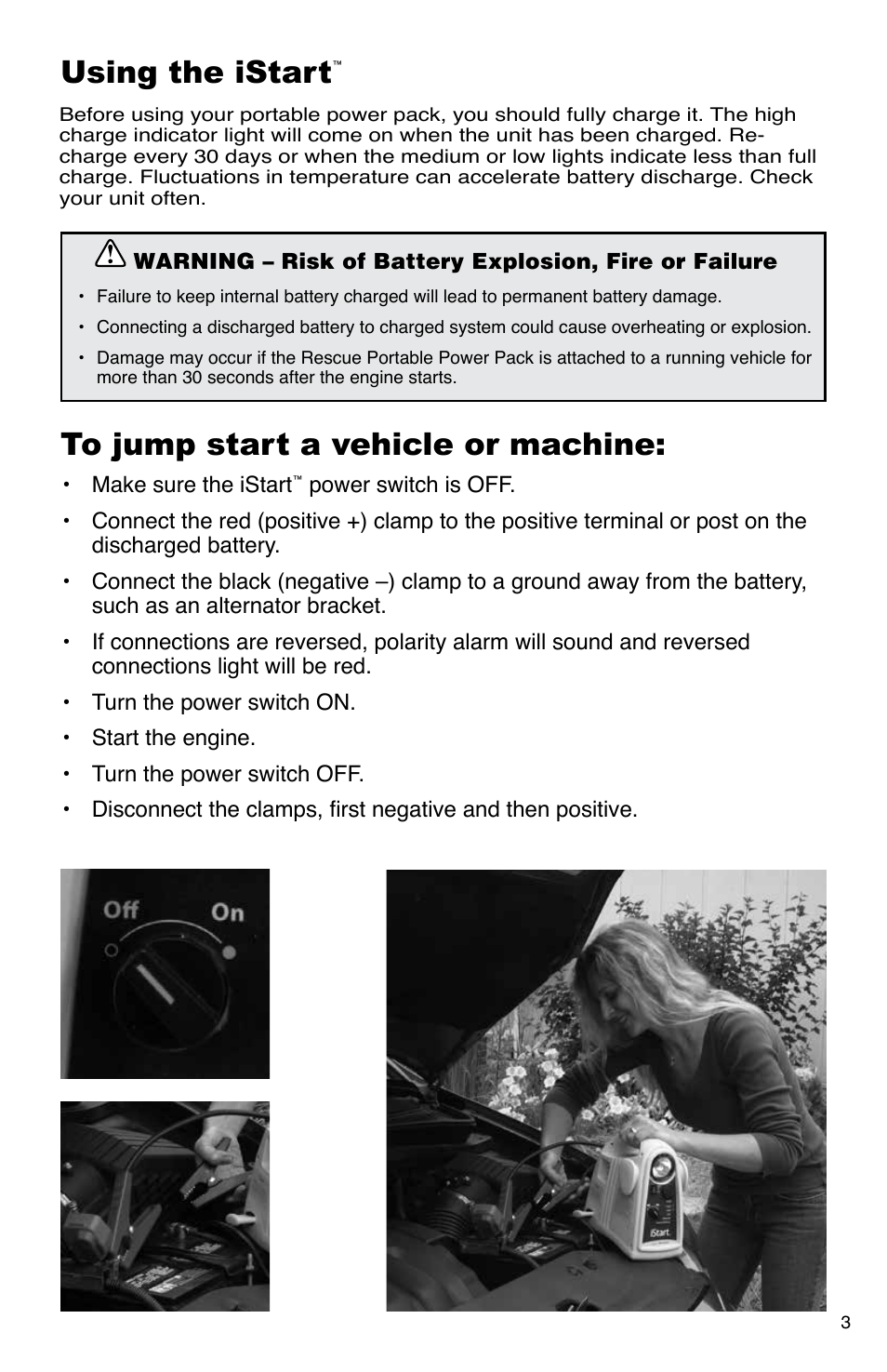 Using the istart | Quick Cable iStart User Manual | Page 3 / 16