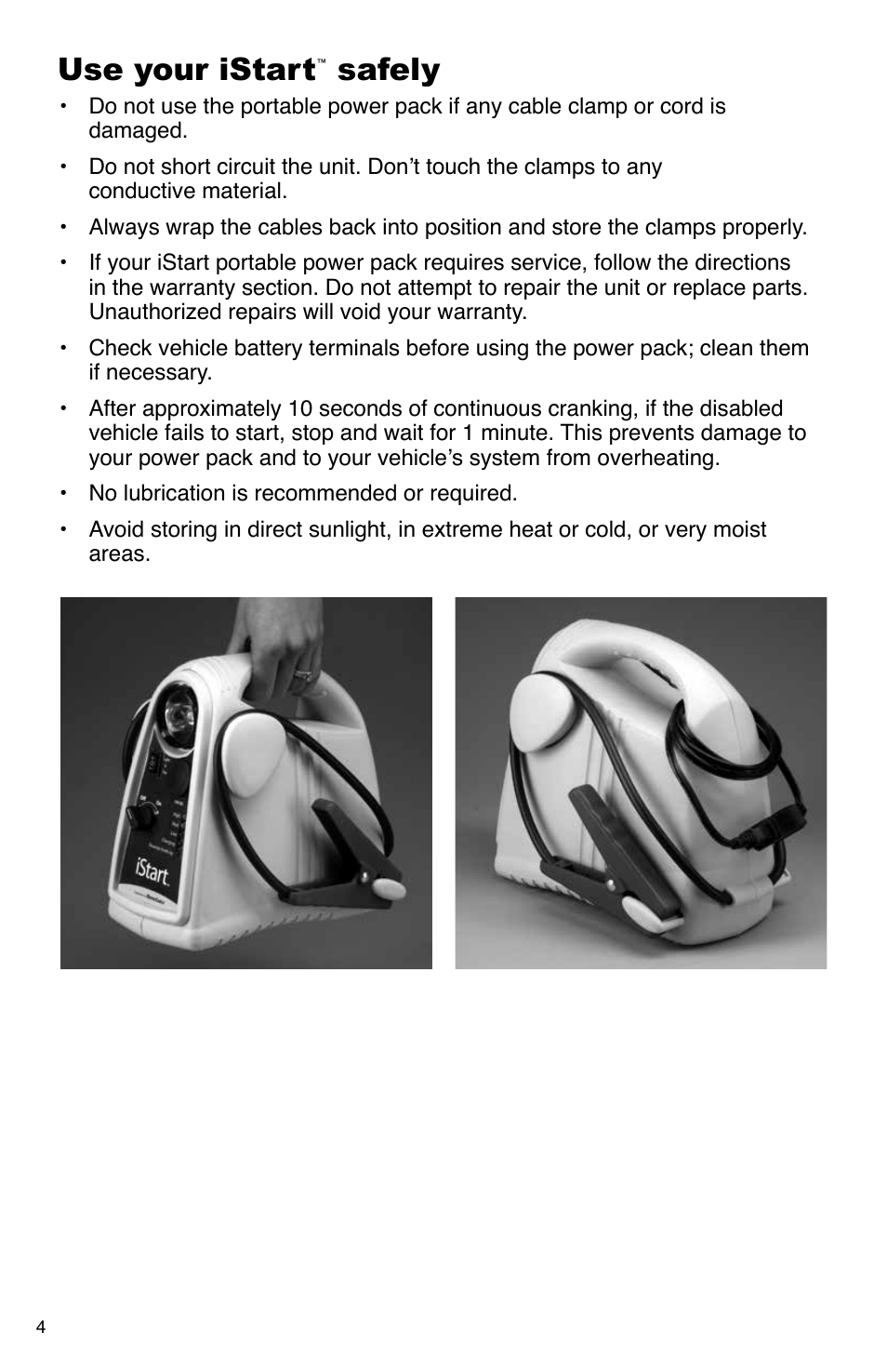 Use your istart, Safely | Quick Cable iStart User Manual | Page 4 / 16