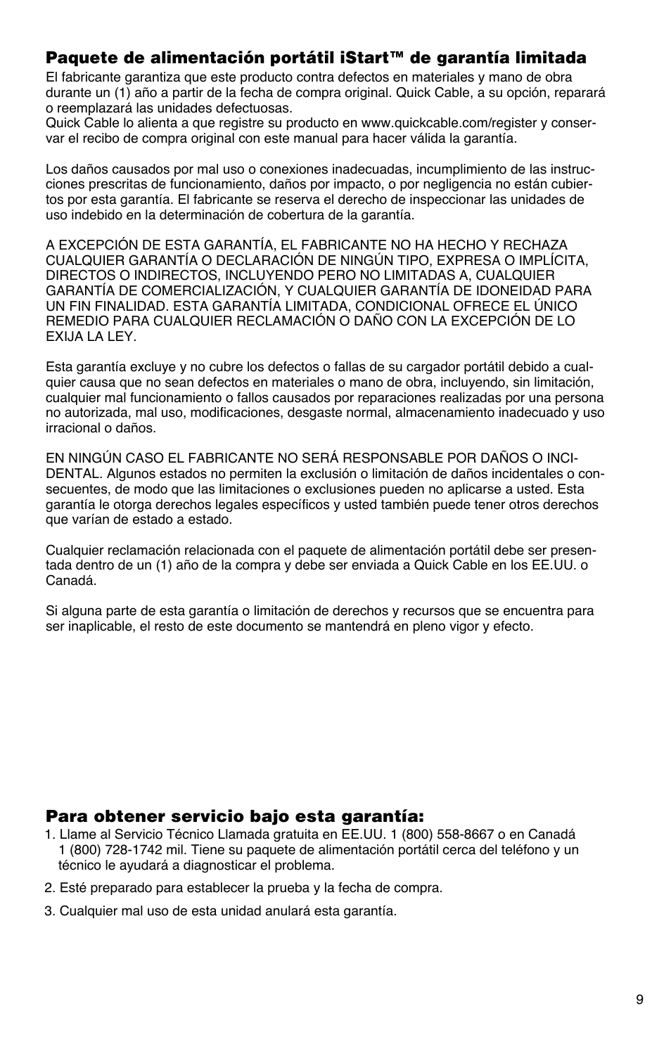 Quick Cable iStart User Manual | Page 9 / 16