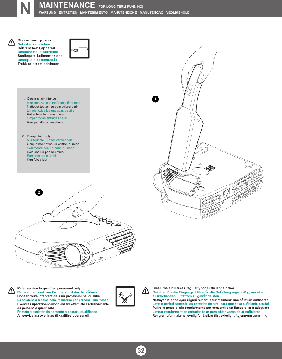 Maintenance | Ask Proxima ASK M3 User Manual | Page 31 / 32