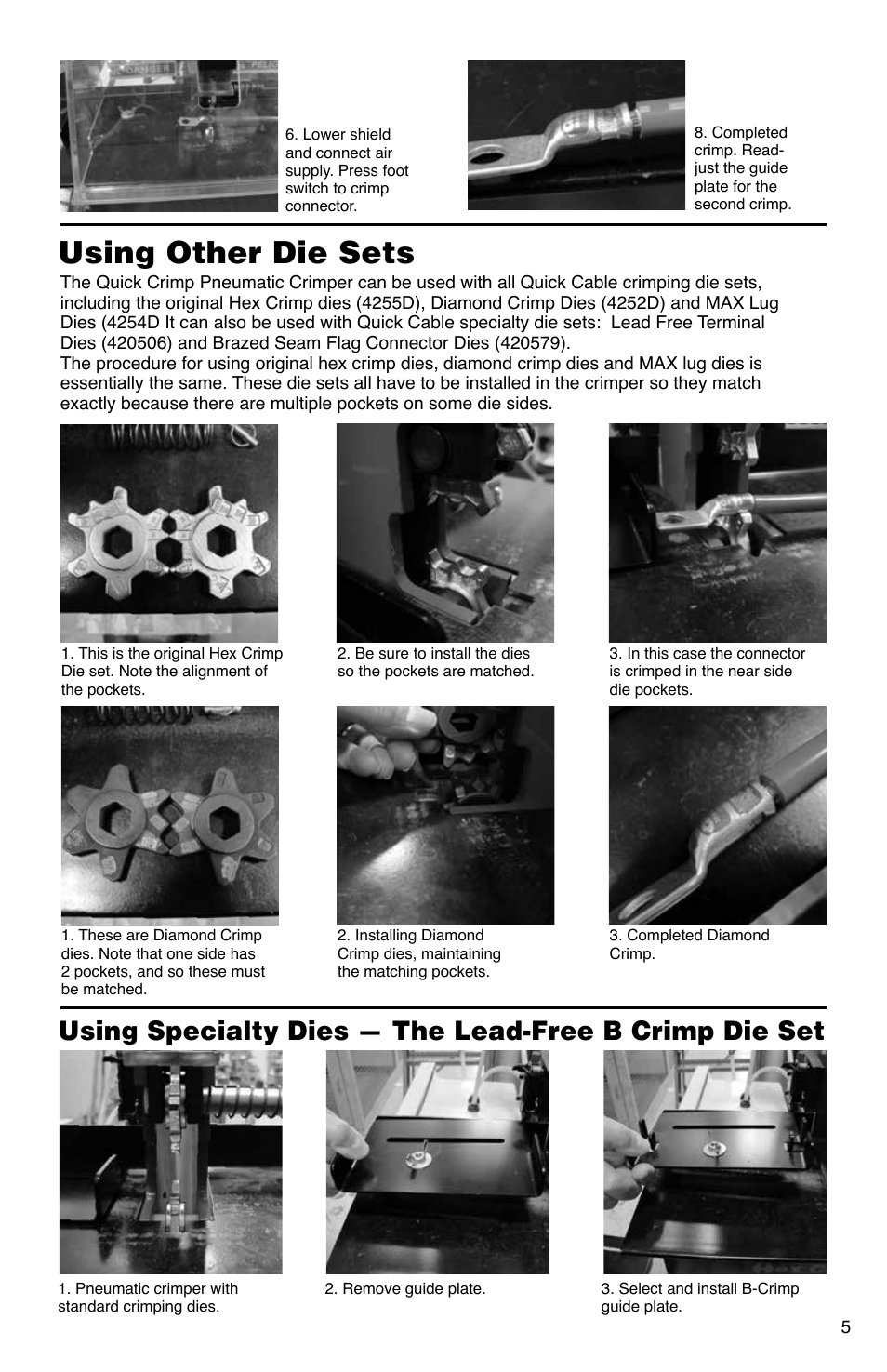 Using other die sets | Quick Cable Quick Crimp Pneumatic Crimper User Manual | Page 5 / 20