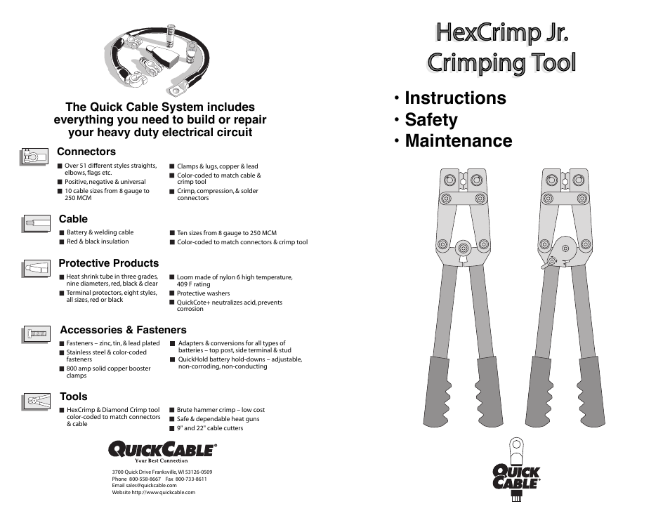 Quick Cable Hex Crimp Jr. User Manual | 2 pages