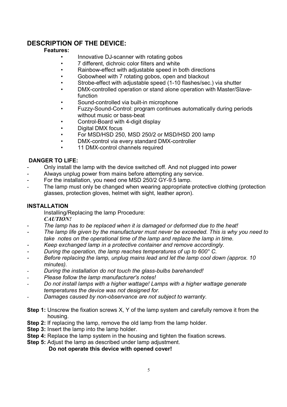 Meteor ProMover 250 User Manual | Page 5 / 12