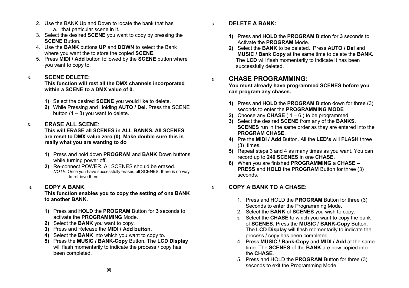 Chase programming | Meteor C240 F Controller User Manual | Page 4 / 7