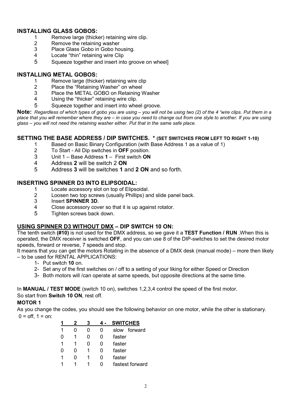 Meteor Spinner D3 User Manual | Page 2 / 3