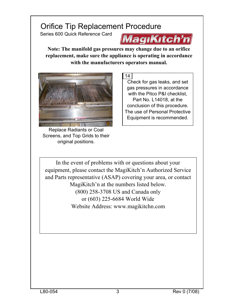 Orifice tip replacement procedure | Magikitch'n FM User Manual | Page 3 / 3