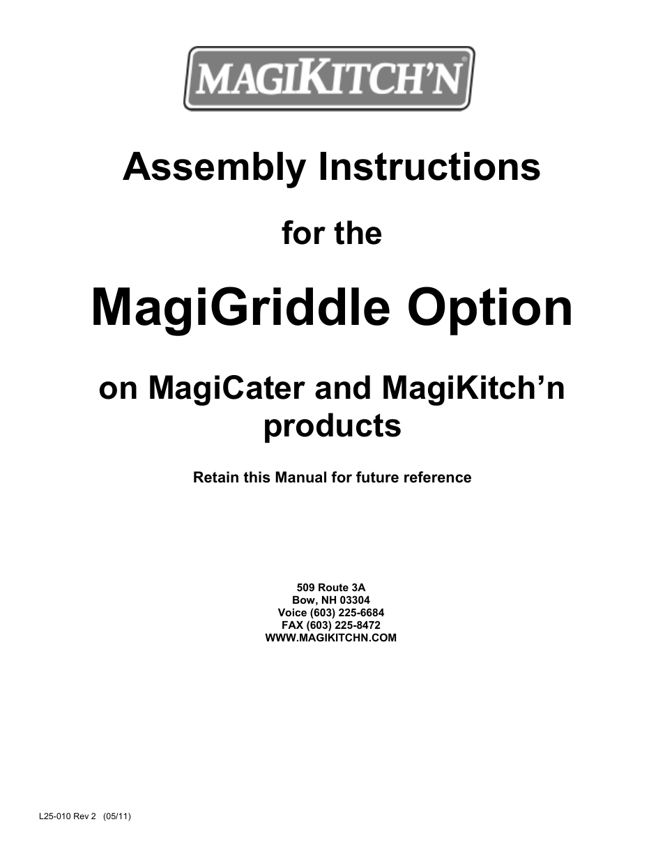Magikitch'n MagiGriddle Option User Manual | 4 pages
