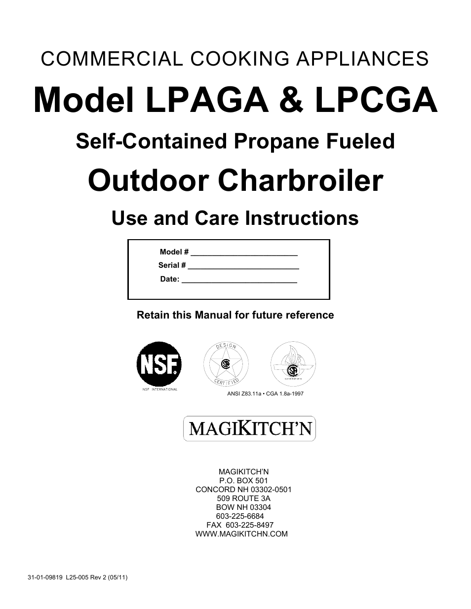 Magikitch'n LPCGA User Manual | 15 pages