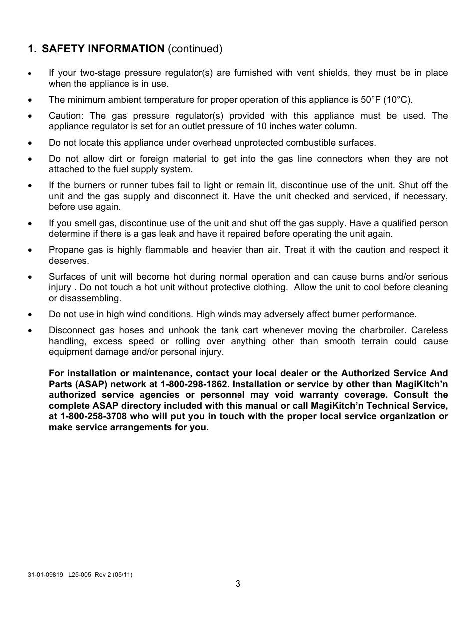 Safety information (continued) | Magikitch'n LPCGA User Manual | Page 5 / 15