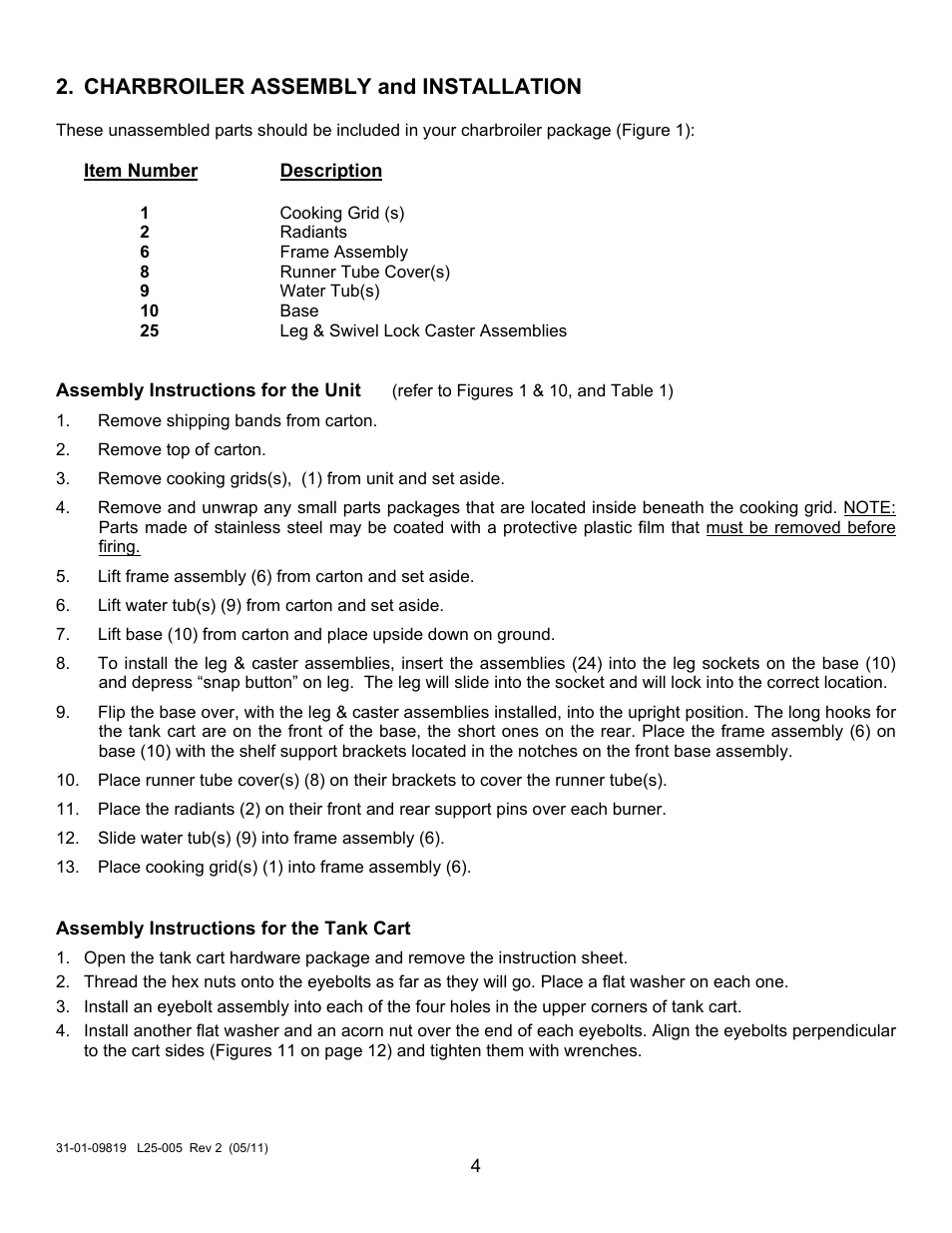Charbroiler assembly and installation | Magikitch'n LPCGA User Manual | Page 6 / 15