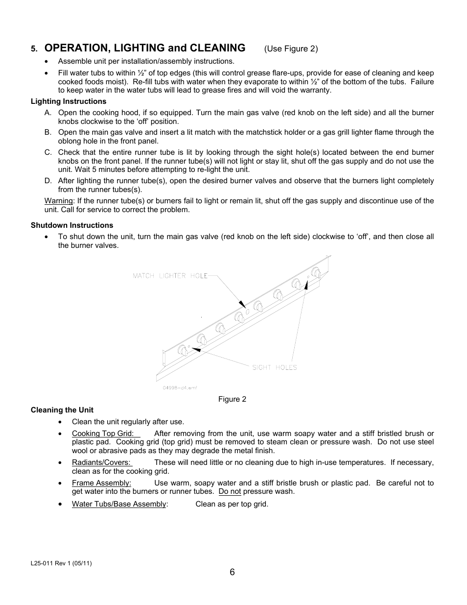 Operation, lighting and cleaning | Magikitch'n NPG-60 User Manual | Page 8 / 12
