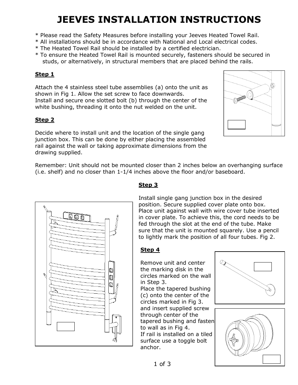 Amba Towel Warmers M Straight User Manual | 3 pages