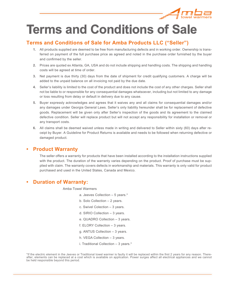 Amba Towel Warmers T-2536 User Manual | 1 page