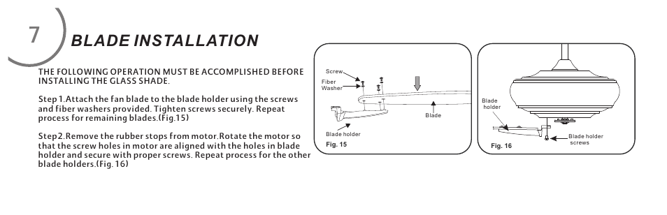 页 16, Blade installation | Minka Group F689-WH User Manual | Page 16 / 24