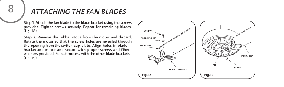 Attaching the fan blades | Minka Group F539-BN User Manual | Page 16 / 24