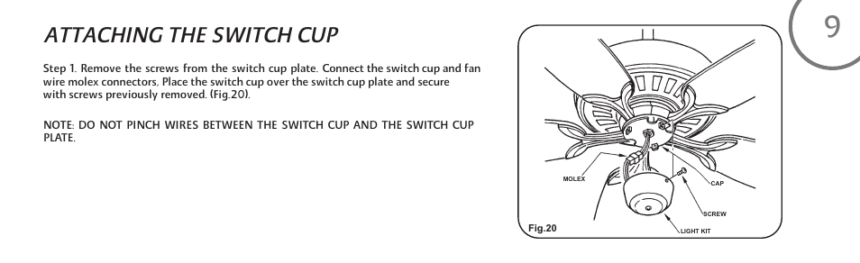 Attaching the switch cup | Minka Group F539-BN User Manual | Page 17 / 24